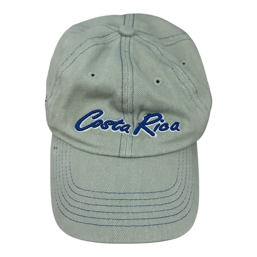 Vintage Costa Rica Pura Vida Embroidered Tan/Blue Hat